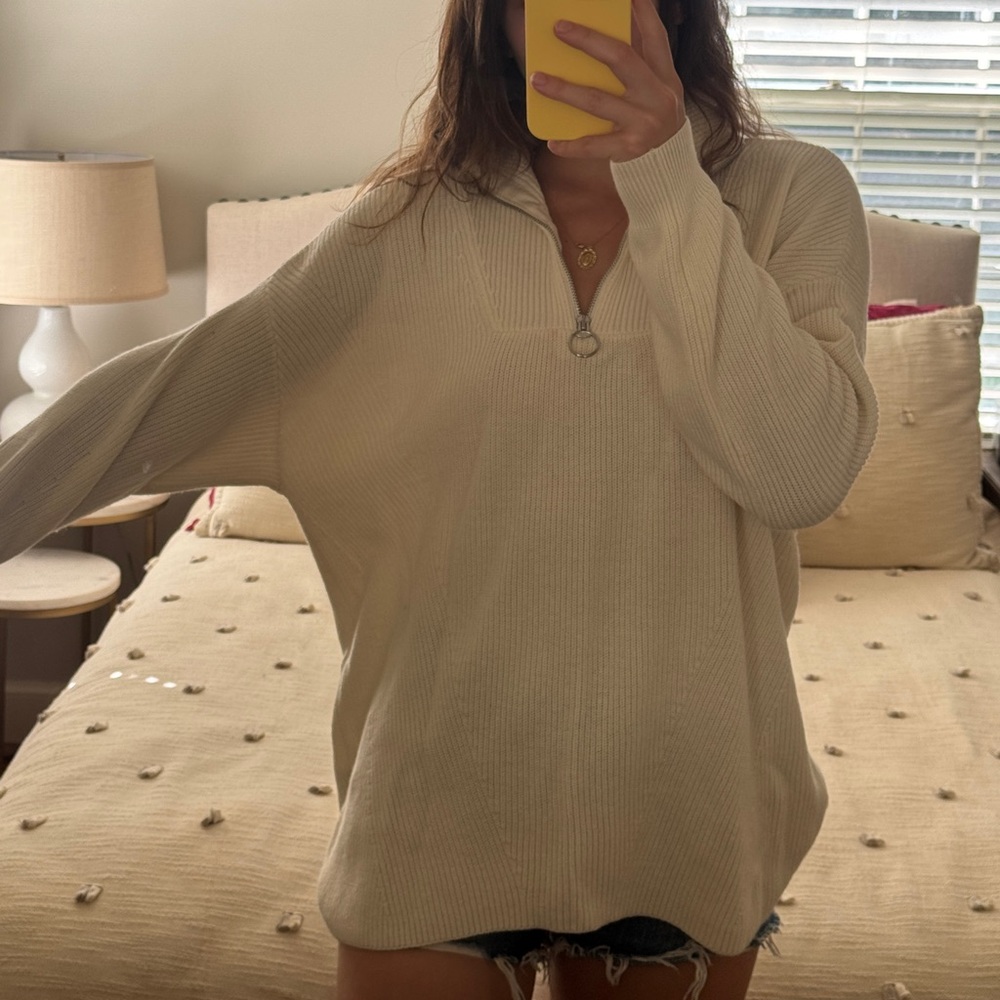 Club Monaco oversized cream quarter zip